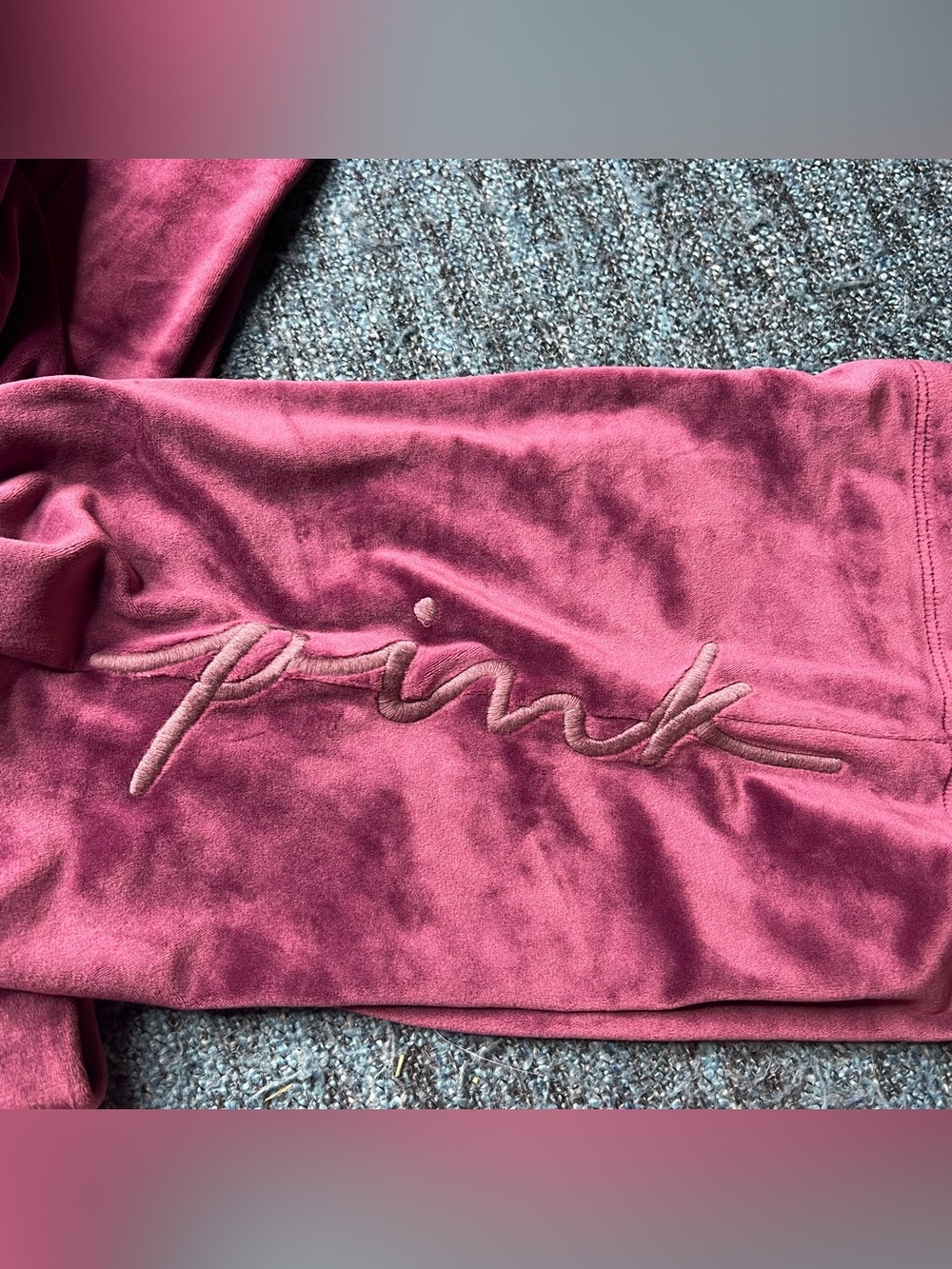 Victoria's Secret PINK Velvet Velour Tracksuit Jacket and Pants in Purple M/L - Picture 7 of 10
